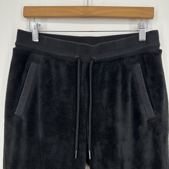 Athleta Fleece Sweatpants Women's S Black‎ Drawstring Tapered Pockets Logo Yoga - Picture 4 of 9